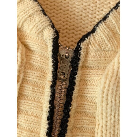 Pilgrim Spotswear Vintage 60s Men's Cream knit Wool Cowichan Style Zip Sweater S - Picture 7 of 15